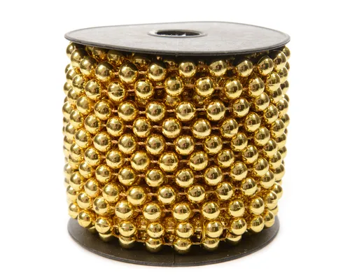 Perlenkette, Weihnachtsbaumkette, 10 m, gold in gold von Kaemingk