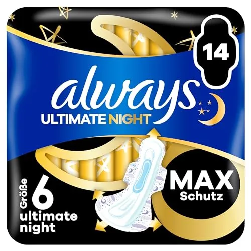 Always Damenbinden Ultimate Night (Größe 6) Flügel 14 Stück von Always