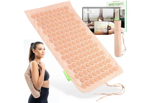 BACKLAXX ® Akupressurmatte Set mit Tasche [To-Go] - Massagegeräte: Ideal für Reisen, fördert Entspannung und lindert Verspannungen in Nacken und Rücken mit effektiver Akupressur.