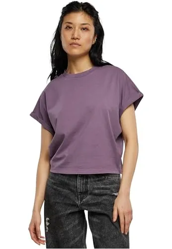 Urban Classics Damen T-Shirt mit angeschnittenen Ärmeln, duskviolet, M