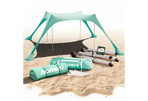MOMEVO® Sunsail Strandzelt – XXL Sonnensegel mit UV Schutz UPF50+, stabil & leicht (Aqua)