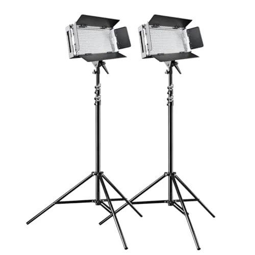Walimex Pro 500 On Location Lightning Set (2x dimmbare LED-Flächenleuchte, 2x WT-806 Lampenstativen inkl. Transporttasche)