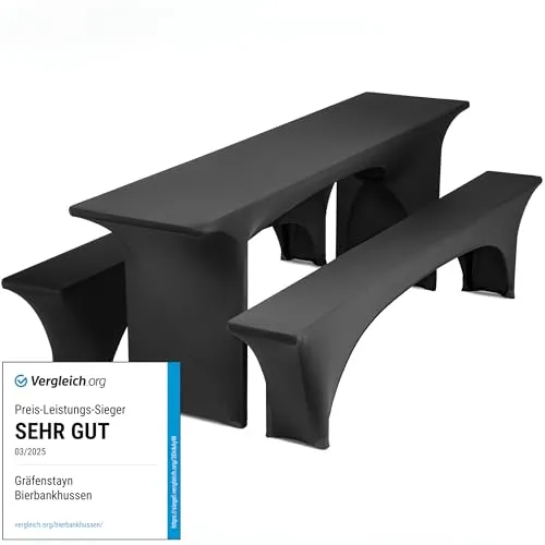 Gräfenstayn® Leopold Stretch Biertischhussen-Set 3 TLG in schwarz von Gräfenstayn