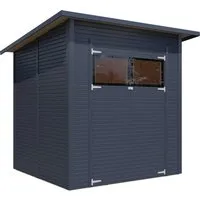 Gartenhaus Bertilo Fineline Modern 3 – Anthrazit 252 x 232 cm - Gartenhaus aus hochwertigem Holz mit modernem Flachdach-Design, ideal für stilvolle Aufbewahrung im Garten.