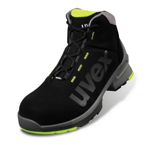 Uvex 1 Arbeitsschuhe S2 SRC ESD - Lime-Schwarz, Größe 43 - Herren Industrie & Handwerk Stiefel mit atmungsaktivem Mikrovelours-Obermaterial und rutschfester Sohle für optimalen Komfort bei langen Tragezeiten.