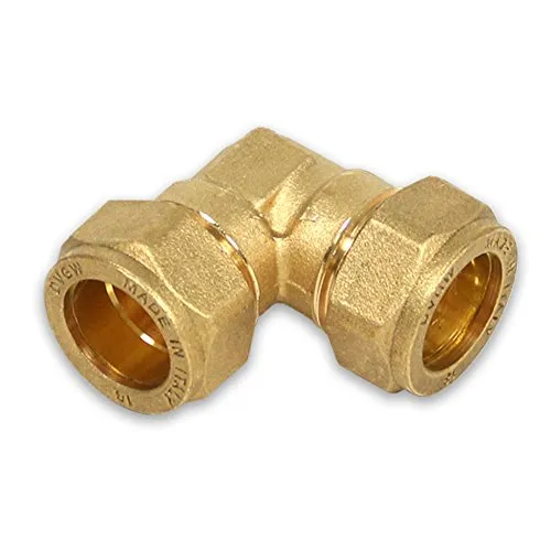 Messing-Klemmverschraubung für Kupferrohre, 90° Winkel, 10-10mm