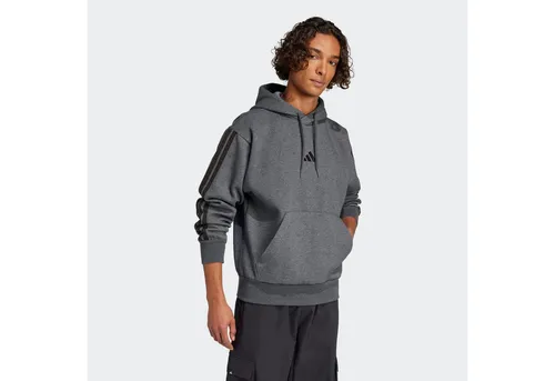 adidas Sportswear Kapuzensweatshirt M 3S FL HD grau XL - Herren-Sweatjacke aus 55% Baumwolle, sportlicher Stil mit Kordelzug, ideal für Freizeit und Sport, Farbe: Dark Grey Heather / Black