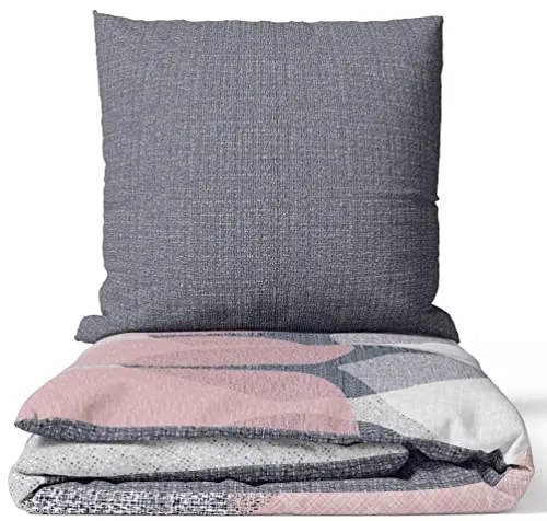 Leonado Vicenti Bettwäsche Baumwolle 135x200 155x220 200x200 200x220 Silber Rosa Decke Kissen 80x80 Bezug Gepunktet Set mit Reißverschluss...