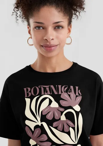 QS Kurzarmshirt Baumwollshirt mit überschnittener Schulter