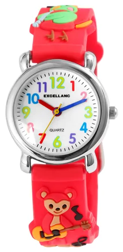 Excellanc Quarzuhr 4500034 - Kinderarmbanduhr mit Silikonarmband - Armbanduhren für Kinder, mit bunten Ziffern und Tiermotiven auf dem Silikonarmband für hohen Tragekomfort. Hochwertiges Quarzuhrwerk und langlebiges Edelstahlgehäuse.