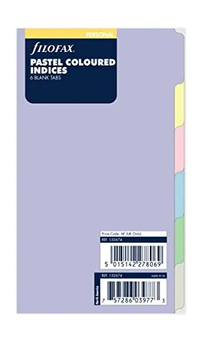 Filofax Pastel Personal 132674 Register, blanko, 6 Stück