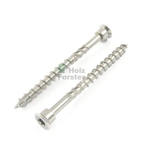 EUROTEC Terrassenschraube Zylinderkopf 5.0x60 TX25 mart.Edelstahl gehärtet mit Zulassung, 200 Stück,905524