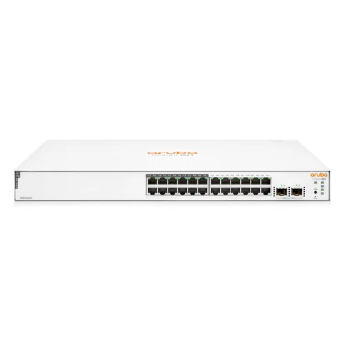HPE Networking Instant On 1830 26-Port PoE+ Switch - Smart Managed Switch mit 24x Gigabit-LAN und 195W PoE+, ideal für Netzwerkinfrastrukturen in Unternehmen.