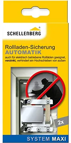 Schellenberg 16002 Rollladensicherung Automatik - Automatische Rollladensicherung für alle gängigen MAXI-Systeme ab 45 mm. Schützt effektiv vor Einbrüchen, unsichtbar von außen und einfach von innen zu montieren. Inklusive 2 stabile Sicherungen aus verzinktem Edelstahl.