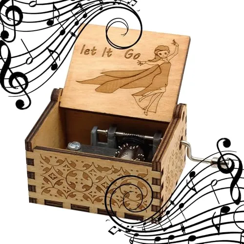 MINGZE Premier Spieluhr, Vielzahl von Stilen Musik-Box Hand-hölzerne kreative Holz Handwerk Gravur aus Holz Dekorative Box (Frozen)