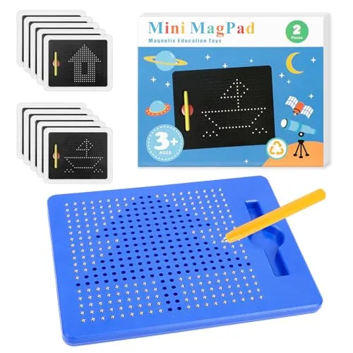 SULOLI Magnetische Zeichentafel,Zaubertafel,Pädagogisches Zeichentablett,Magnet Spiel mit Kugeln und magnetischem Stift für Kinder Schul Familie(Blau)