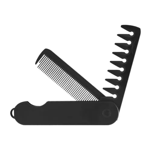 NestNook 2-in-1-Klappkamm – tragbarer Haarschneider für unterwegs, Ölkamm, Toupierkamm, breite Zahnstruktur - Schwarz 1St