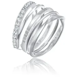 Elli Ring-Set Stapelringe Bandringe Kristalle 5er Set 925 Silber, Schmuckset