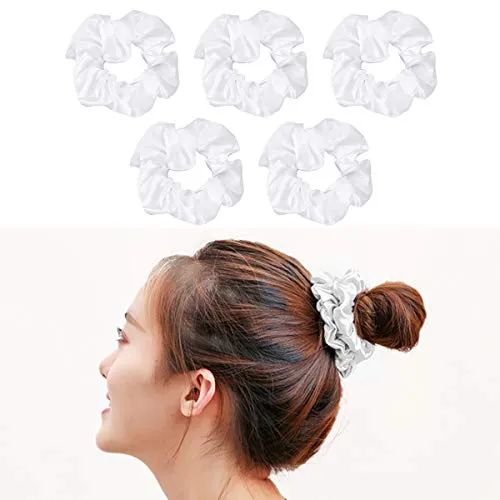 Beaupretty 5 Stücke Tuch Haar Haargummi Elastische Haarbänder Pferdeschwanz Halter Haargummis Keine Schäden Haar Seile Scrunchie für Frauen oder Mädchen (Weiß)