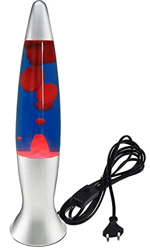ChiliTec Lavalampe Dekoleuchte 40cm 1,5m Kabel mit Schalter 230V inkl. Leuchtmittel Rot Blau