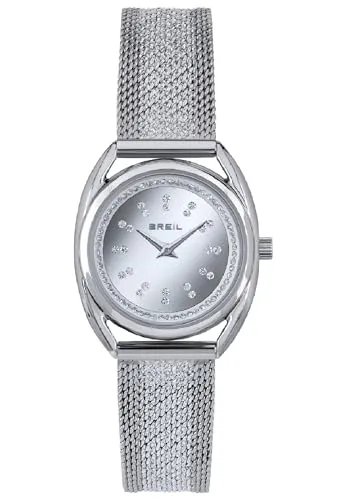 Breil Uhr Damen Petit Charme Ziffernblatt Silber Bewegung NUR Zeit Quartz e MESH Stahl Silber TW1894