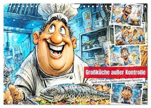 Großküche außer Kontrolle – Wandkalender 2025 - Hochwertiger Fotokalender mit 12 lustigen Motiven und robuster Spiralbindung. Ideal als Geschenk für Kochliebhaber und für eine humorvolle Wandgestaltung.