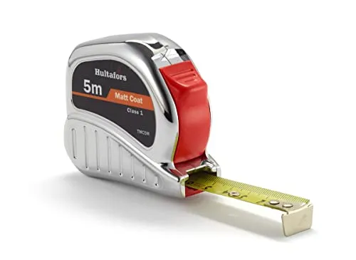 Hultafors Bandmaß TMC 5, 368103 - Profiqualität 5m Stahlmassband - Messgeräte mit 5m Länge und 19mm Breite, robustes ABS-Gehäuse in Chromoptik, ideal für präzise Messungen. Hultafors steht für schwedische Premium-Qualität seit 1883.