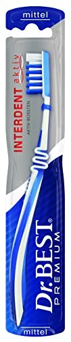 Dr.BEST Interdent Aktiv Zahnbürste Mittel, (1 Stück), für eine gründliche Reinigung der Zahnzwischenräume mit Spezialborsten