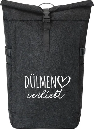 Huuraa Kurierrucksack Dülmen 30-44 Liter Black Melange – Fairtrade Rolltop Rucksack