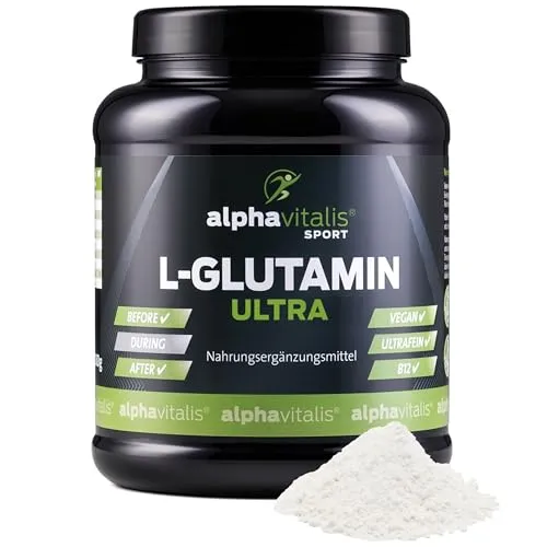 L-Glutamin Pulver 1000g - veganes Aminosäure-Supplement - Aminosäure L-Glutamin in Premium-Qualität, glutenfrei und laktosefrei, ergänzt mit Vitamin B12 für ein starkes Immunsystem und optimale Fitness.
