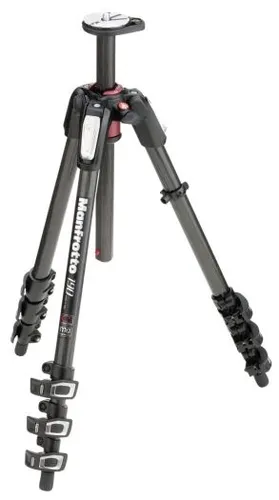 Manfrotto MT190CXPRO4 Carbon Stativ - Leichtes 4-Segment-Stativ mit 90° Mittelsäule für perfekte Aufnahmen bis 138 cm Höhe