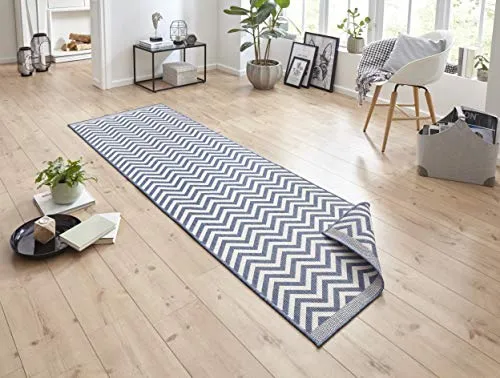 NORTHRUGS In- und Outdoor Teppich Palma 80x250cm - Wetterfester Wendeteppich mit modernem Zick-Zack Muster für Balkon, Terrasse und Wohnzimmer. Beidseitig nutzbar und leicht zu reinigen – ideal für drinnen und draußen.
