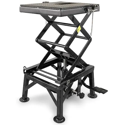 Bituxx Motorradhebebühne hydraulischer Motorradheber MS-19733 - Werkstatteinrichtung für Motorräder mit 3-stufiger Höhenverstellung von 35 cm bis 87 cm. Ideal für Wartungs- und Reparaturarbeiten, belastbar bis 135 kg und mit sicherer Verriegelung.