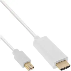 InLine® Mini DisplayPort zu HDMI Konverter Kabel, weiß, 2m, 4K2K, mit Audio Kabel Adapter- /