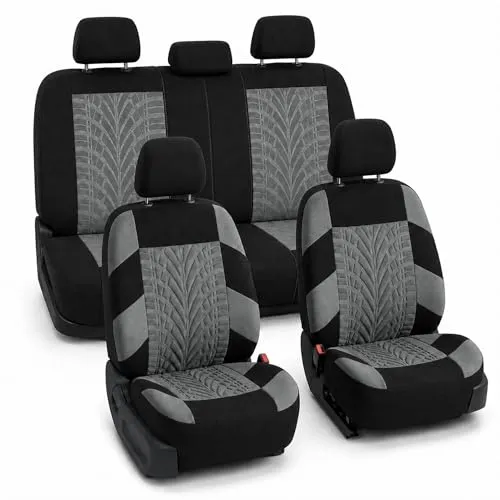 FH Group Autositzbezüge, komplettes Set, graues Premium-Tuch, universelle Passform, Automobil-Vordersitzbezüge mit niedriger Rückenlehne, Airbag-kompatibel, Geteilte Rücksitzbank, waschbar, für SUV,