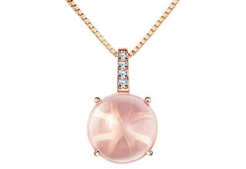 LÖB Kette mit Anhänger 18K Roségold Vergoldet Kette Zirkonia Opal Stein Tropfen Anhänger Rund (Geschenke für Frauen Beste Freundin Mutter Mama Damen zum Geburtstag Weihnachten Weihnachtsgeschenke, Inkl. Schmuckbox), Damen Steinanhänger Solitär Strass Glitzer Rosa Tropfenanhänger