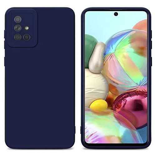 Cadorabo Hülle kompatibel mit Samsung Galaxy A71 4G Schutzhülle TPU Silikon Case Liquid Design mit Kameraschutz Slim Kratzfest Weiche Gummi mit Rundumschutz Case Hülle für Galaxy A71 4G in Blau