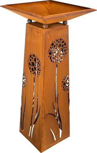 Rostikal Pflanzsäule Pusteblumen 1,15 m - Edelrost Gartendeko mit Schale - ELEGANTE GARTENDEKO: Diese 1,15 m hohe Pflanzsäule aus langlebigem Metall mit abnehmbarer Schale (50 x 50 cm) setzt stilvolle Akzente in Ihrem Garten, Balkon oder auf der Terrasse. Ein echter Blickfang für jeden Außenbereich!