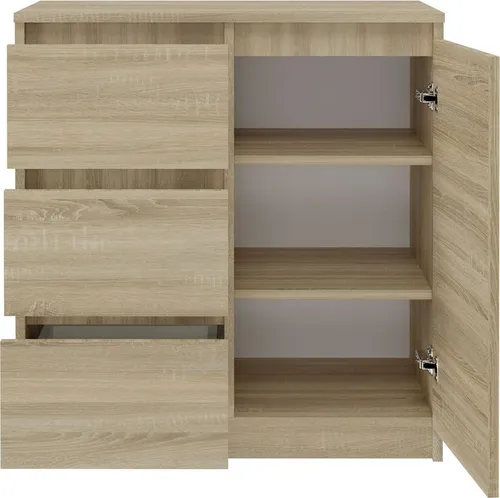 Malwa 1D3S SONOMA Kommode - Elegante Kommode mit 3 Schubladen, ideal für zusätzlichen Stauraum und stilvolle Akzente in Ihrem Wohnraum.