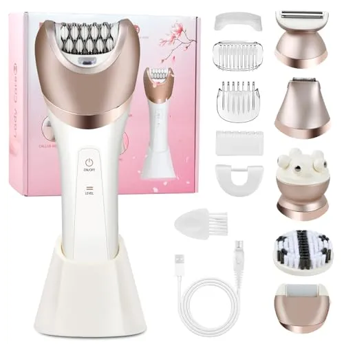 Mapille 6 In 1 Rasierer Damen Elektrisch Intimrasierer für Frauen Trimmer Damen Ladyshaver Haartrimmer für Rasierer Trockenrasierer Damen Epilierer Bikinitrimmer für Frauen Schamhaare Körper, Gesicht