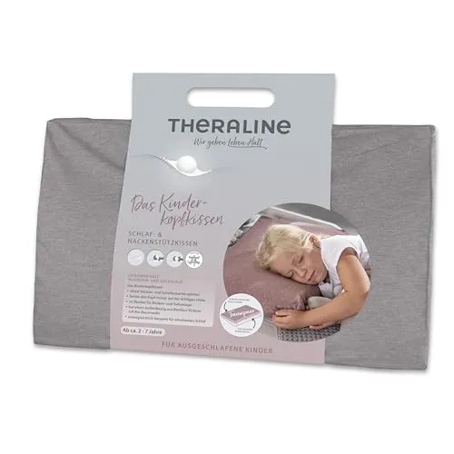 Theraline Kinderkopfkissen ab 2 Jahren, ergonomisches Schlafkissen & Nackenstützkissen, Füllung aus Memory Schaum & Perlen, patentiert, Kinderkissen für gesunden Schlaf, atmungsaktiver Kopfkissenbezug