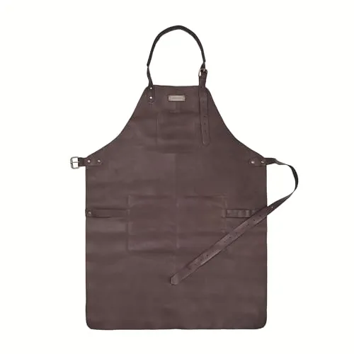 DRAKENSBERG 'Bob' Leder Grillschürze für Männer, Herren Lederschürze, BBQ, Grillen, hochwertig handgemacht, Dunkel-Braun, DR00343