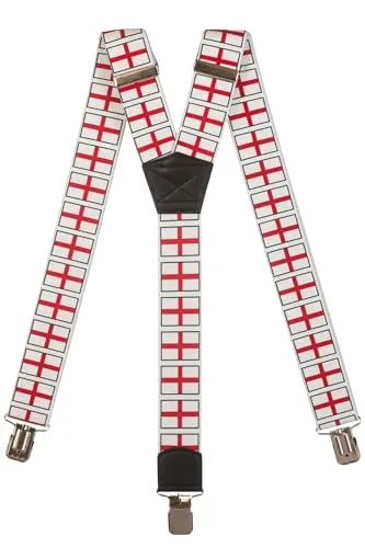 Olata Hosenträger extra starken mit 3 Clips Y-Form, Gedruckt Design - 4cm. England