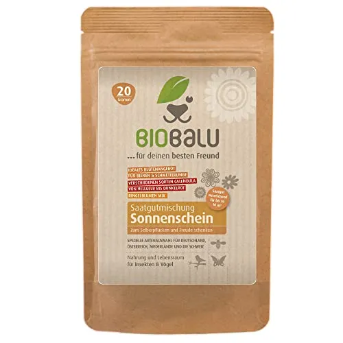 Biobalu Sonnenschein Ringelblumen Samen Mix - Bunte Blumenwiese mit über 7 verschiedenen Calendula Sorten - Samenfeste & bienenfreundliche Sommerblumen, Blumensamen 20g