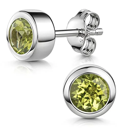 Materia Peridot Ohrringe Silber 925 - Damen Ohrstecker mit echtem Edelstein - Ohrringe für Damen mit echtem Peridot in grün, aus rhodiniertem 925 Sterling Silber. Ideal als Geschenk, stilvoll und elegant!