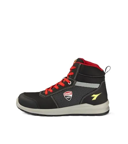 Diadora Utility Ducati Speedy Race Mid S3S - Wasserabweisende Sicherheitsschuhe, Schwarz/Grau/Rot - 46 EU - Arbeits- & Schutzkleidung: Hochwertige, wasserabweisende S3S Sicherheitsschuhe mit durchtrittsicherer Brandsohle und atmungsaktivem Futter für maximalen Komfort und Sicherheit.