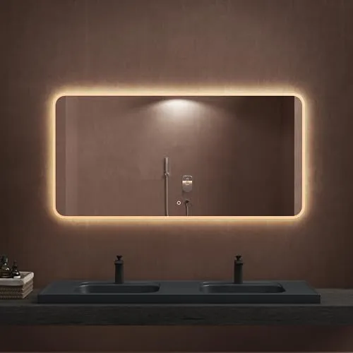 dopporo LED Badspiegel 140x70cm mit Touch Schalter in weiß von doporro