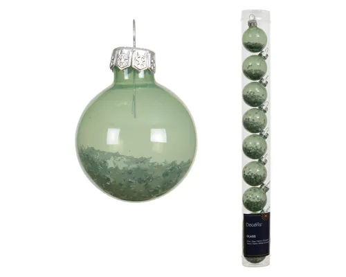 Kaemingk Weihnachtsbaumkugel, Weihnachtskugeln Glas 3cm mit Sternfüllung 9 Stk Matchagrün