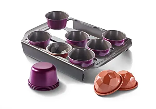 Tefal Creabake Starter-Set, Backformen, 9 Muffinförmchen, 3 Diamantformen, Antihaftbeschichtung, stapelbares System, kreative Rezepte, einfaches Backen, Eisenfarben