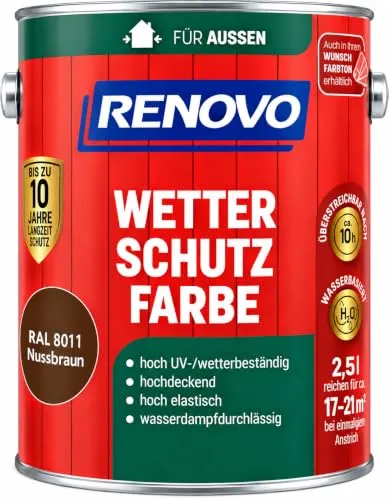 Renovo Wetterschutzfarbe Seidenglänzend 2,5 L von Renovo